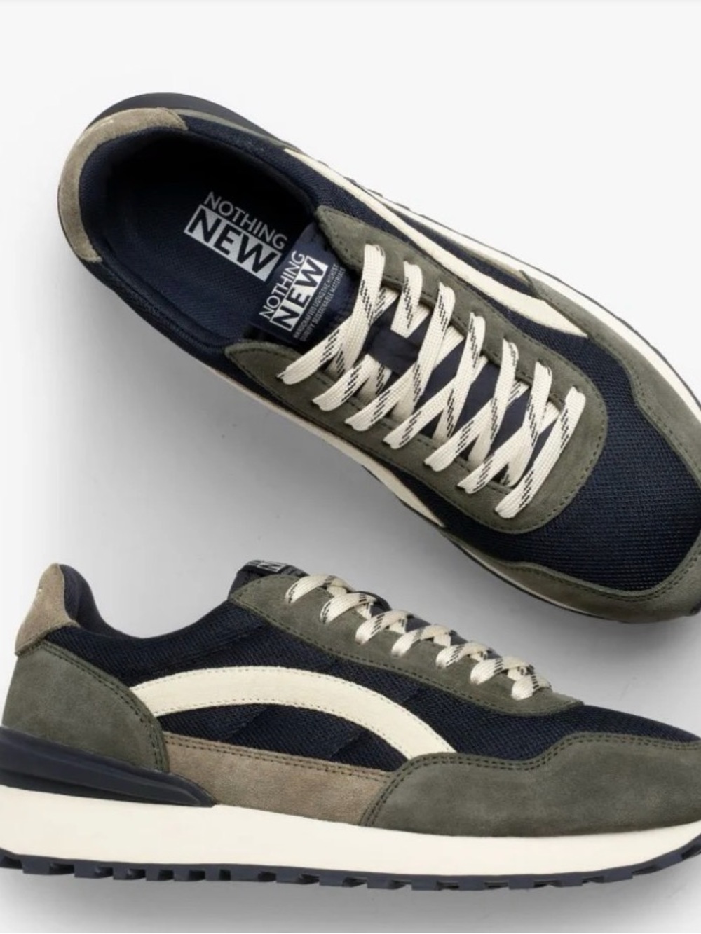 Nothing New Unisex Verge Sneakers - Navy & Olive Size Men 5.5/ Women 7 (37)